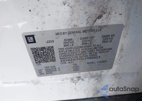 2020 Cadillac Xt4 Fwd Luxury z USA, uszkodzony, nr VIN 1GYAZAR43LF066513